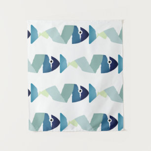 Tenture Poisson bleu de natation Abstraite