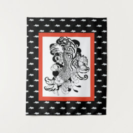 TENTURE POISSON JAPONAIS AVEC MOTIF NUAGE