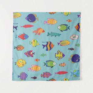 Tenture Poisson tropical, motif vintage