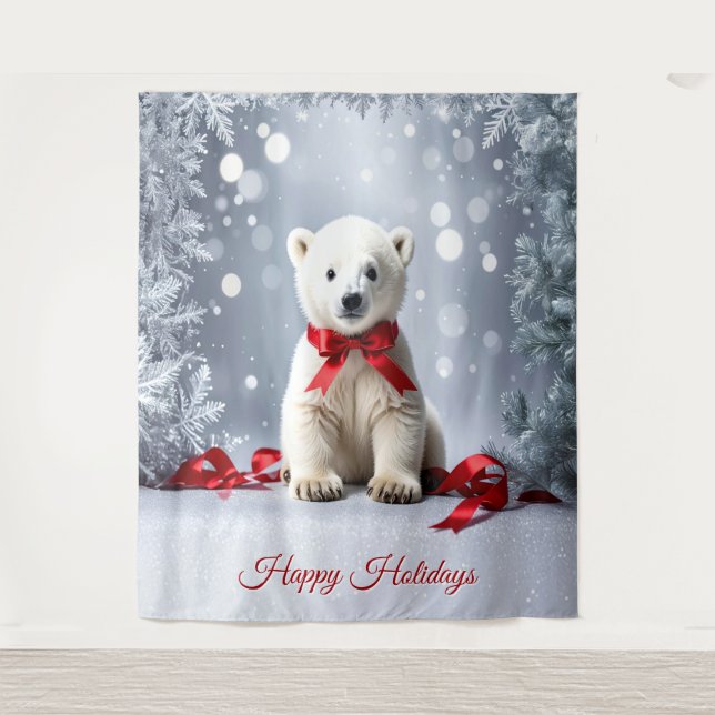 Tenture Polar Bear Holiday Backdrop (Devant)