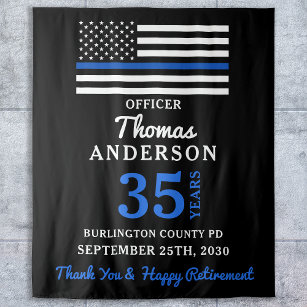 Tenture Police Retirement Personalized Thin Blue Line
