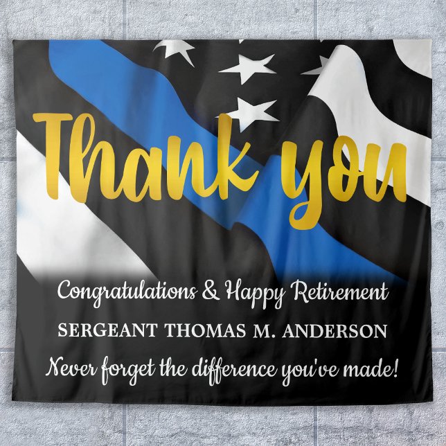 Tenture Police Retraite Blue Gold Script application de la (Créateur téléchargé)