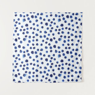 Tenture Polka Bleue : Aquarelle Point sans joint.