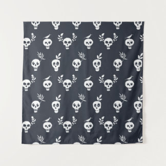 Tenture Polka du crâne : Motif humoristique botanique