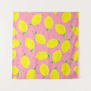 Tenture Polka rose citron chaotique : Motif d'agrumes