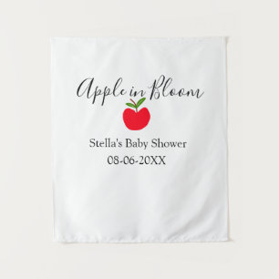 Tenture Pomme en fleurs Baby Shower pomme rouge nom date 