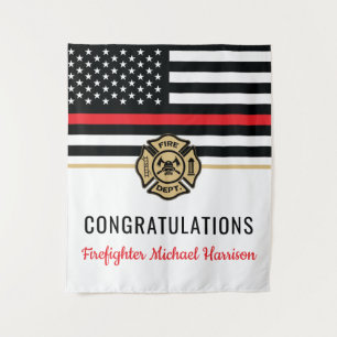 Tenture Pompier Fire Academy Red Line Drapeau Graduation