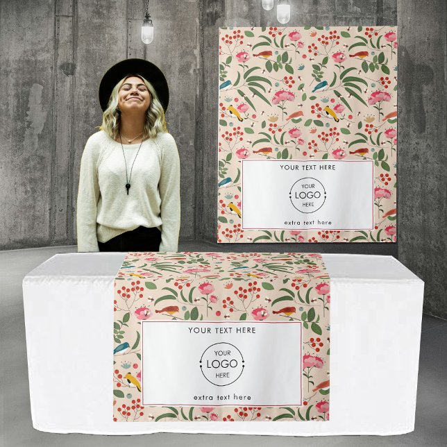 Tenture Pop Up Shop Table Runner Bannière Logo Oiseaux flo (Pop Up Shop Table Runner Banner Logo Floral Birds Tapestry)