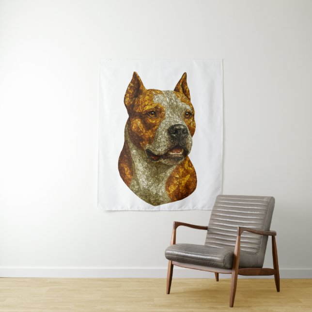 Tenture Portrait de chien Pitbull (En situation)