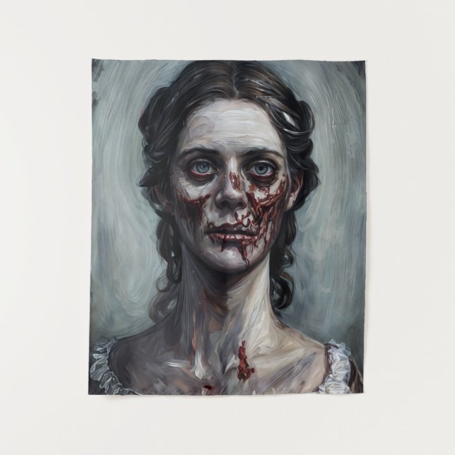 Tenture Portrait d'horreur de femme Zombie (Devant)