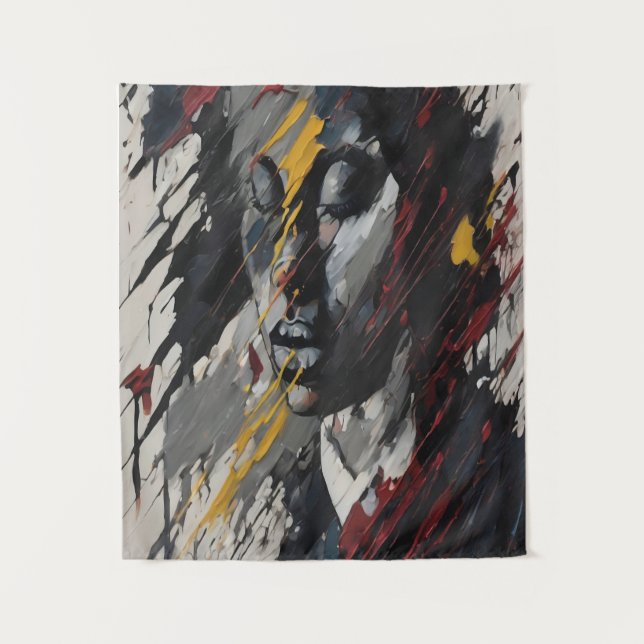 Tenture Portrait expressionniste Abstrait audacieux Art mo (Devant)