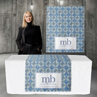 Tenture Portuguese Tiles Logo Business Table Runner Banner