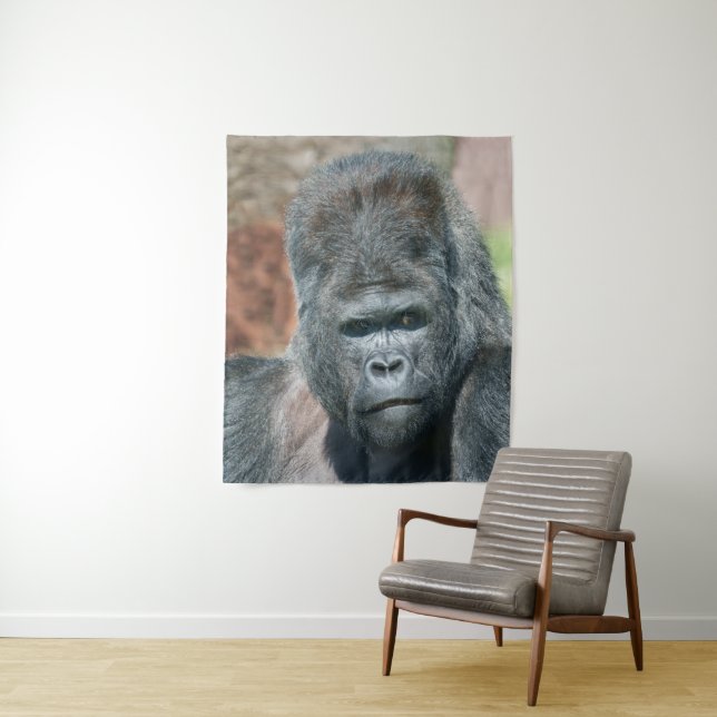 Tenture Pose d'attaque de Silverback Gorilla (En situation)