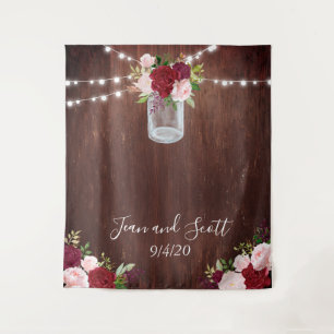 Tenture Pot de fleurs de Bourgogne en bois pour mariage av