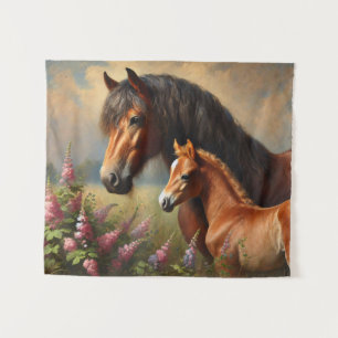 Tenture Pouliche baie avec une peinture de fleurs sauvages