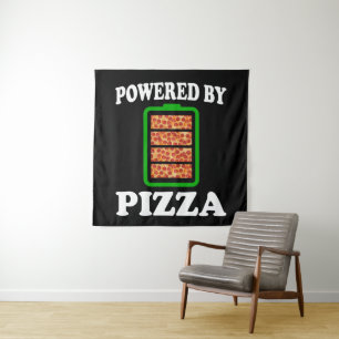 Tenture Powered By Pizza - Pizza Drôle