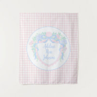 Préppy Nursery Watercolor Crest Nom personnalisé