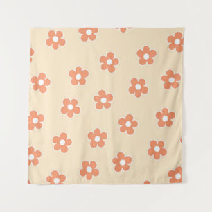 Tenture Preppy Peach White Hippie Flower Motif