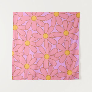 Tenture Preppy rose violet Floral simple Motif de fleurs