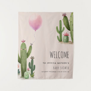 Tenture Prête à éclater Fille Cactus à ballon vert Baby Sh