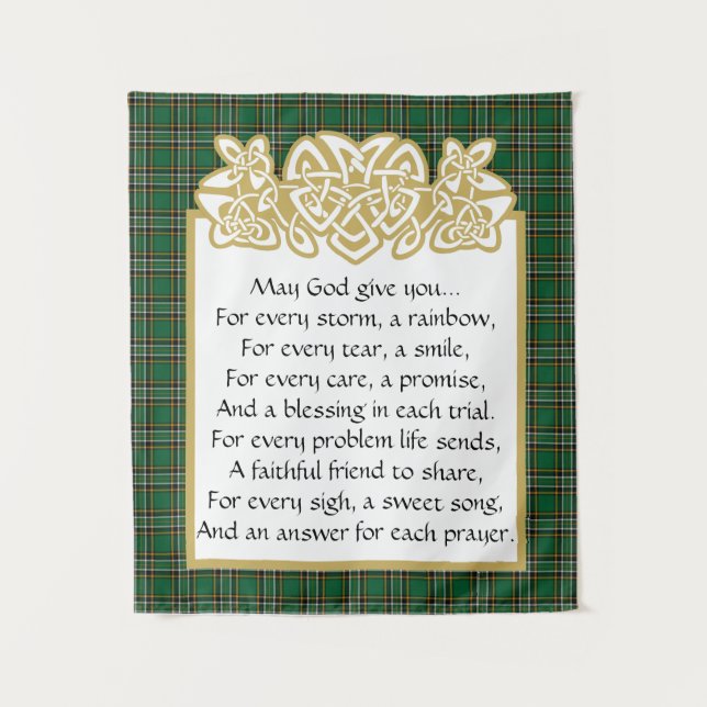Tenture Prière irlandaise frontière celtique et tartan  (Devant)