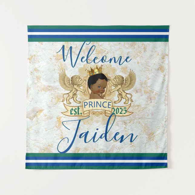 Tenture Prince africain royal Fond élégant monogramme (Devant)