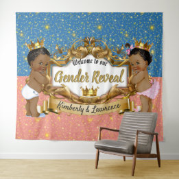 Tenture Prince/Princesse Africain Rose/Bleu/Pailleur Doré 
