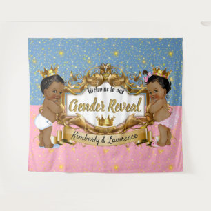Tenture Prince/Princesse Africaine Rose/Bleu/Or Étincelle