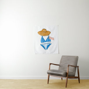 Tenture Profitez du soleil - maillot de bain bleu