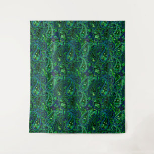 Tenture Profusion Paisley Vibrant Floral Bleu Vert  