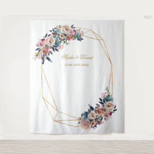 Tenture Prop de photomaton floral doré bleu poussiéreux ro