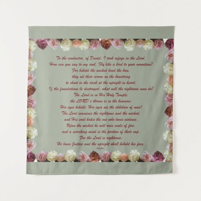 Tenture Psaume 11, Écriture, Verse de la Bible, (Devant (Horizontal))