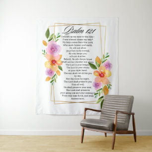 Tenture Psaume 121 Cadre géométrique floral