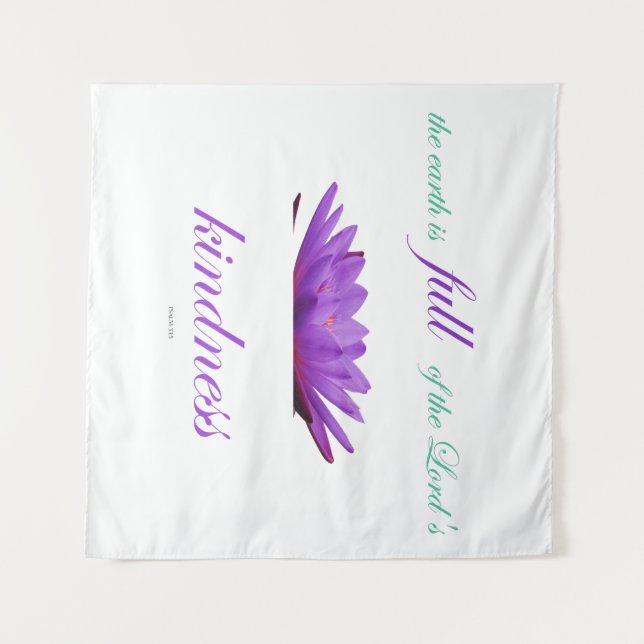 Tenture psaume 33 bonté au lotus pourpre (Devant (Horizontal))