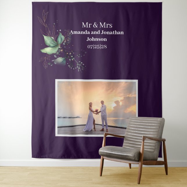 Tenture Purple Moderne Photo Verdure Mariage fond (En situation)