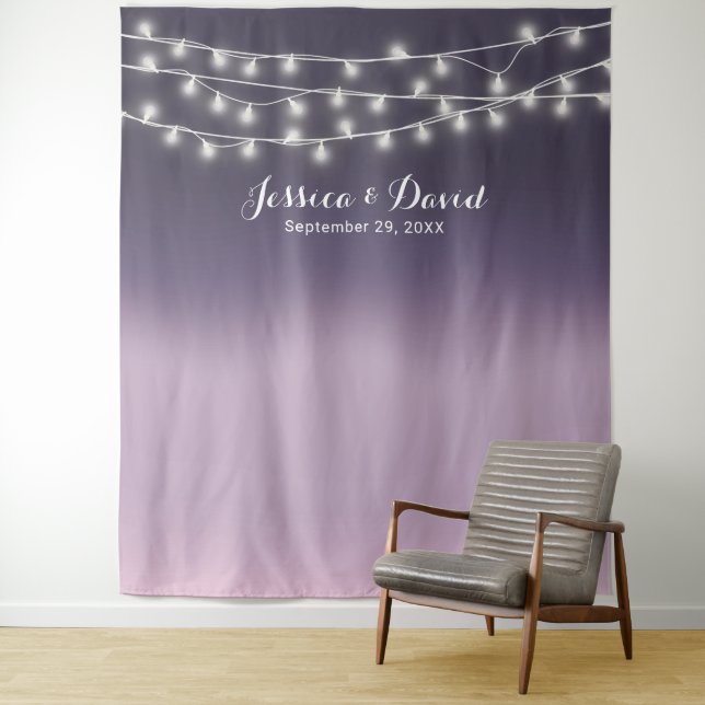 Tenture Purple Ombre Elégant Noeud De Mariage (En situation)