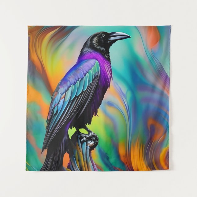 Tenture Purple Raven, arrière - plan des aurores boréales (Devant)