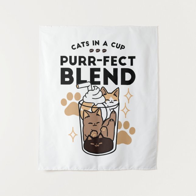 Tenture Purr-fect Blend : Cat and Coffee Art for Pet Lover (Devant)