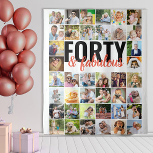 Tenture Quarante et Fabuleux 40 Photomontage Anniversaire