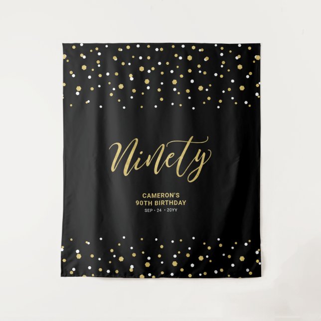 Tenture Quatre-vingt-dix Gold & Black 90th Birthday Party  (Devant)