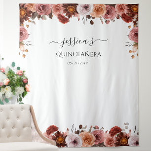 Tenture Quinceañera Elegant rose Floral fond photo