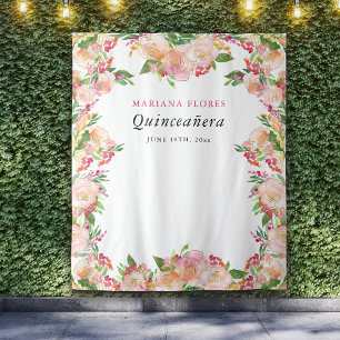 Tenture Quinceanera Floral Chic Photo Booth fond