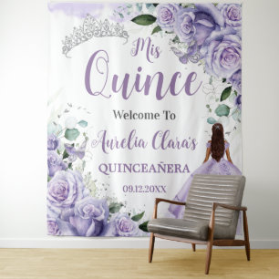 Tenture Quinceañera Roses Violettes Princesse Florale Bien