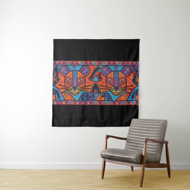 Tenture Radiant Spirit Animal Geometric Wall Tapestry (En situation)