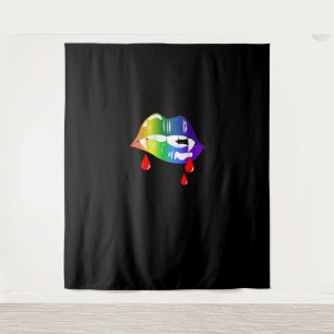 Tenture Rainbow Vampire Lips Biting - T-shirt LGBT Pride