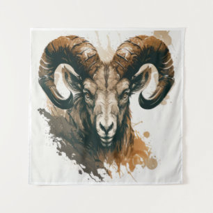 Tenture Ram Portrait Animal Peinture Faune Extérieur Art