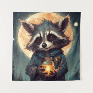 Tenture Raton laveur adorable avec une potion magique