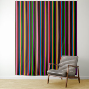 Tenture Rayures arc-en-ciel colorées - Noir