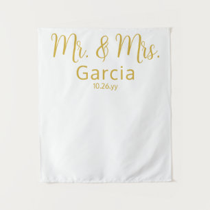 Tenture Réception de mariage élégante Blanc & Or pour M. e