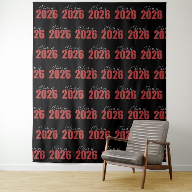 Tenture Red Glitter Class of 2026 Photo Backdrop (En situation)